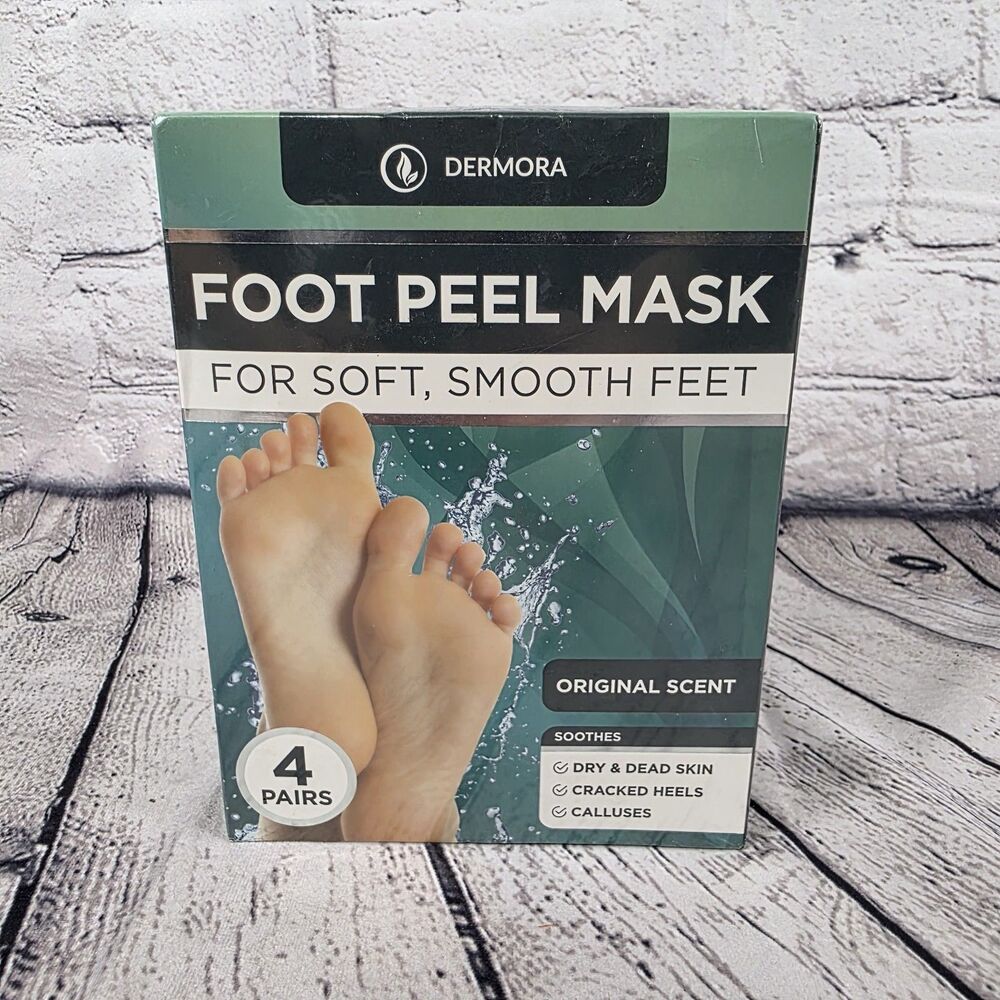 DERMORA Exfoliating Foot Peel Mask 4 Pack Original Scent Sealed